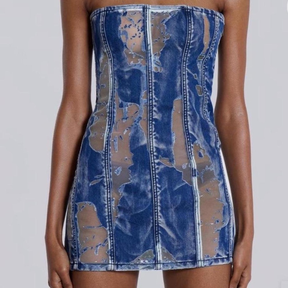 Jaded London Blue Strapless Bodycon Mini Dress